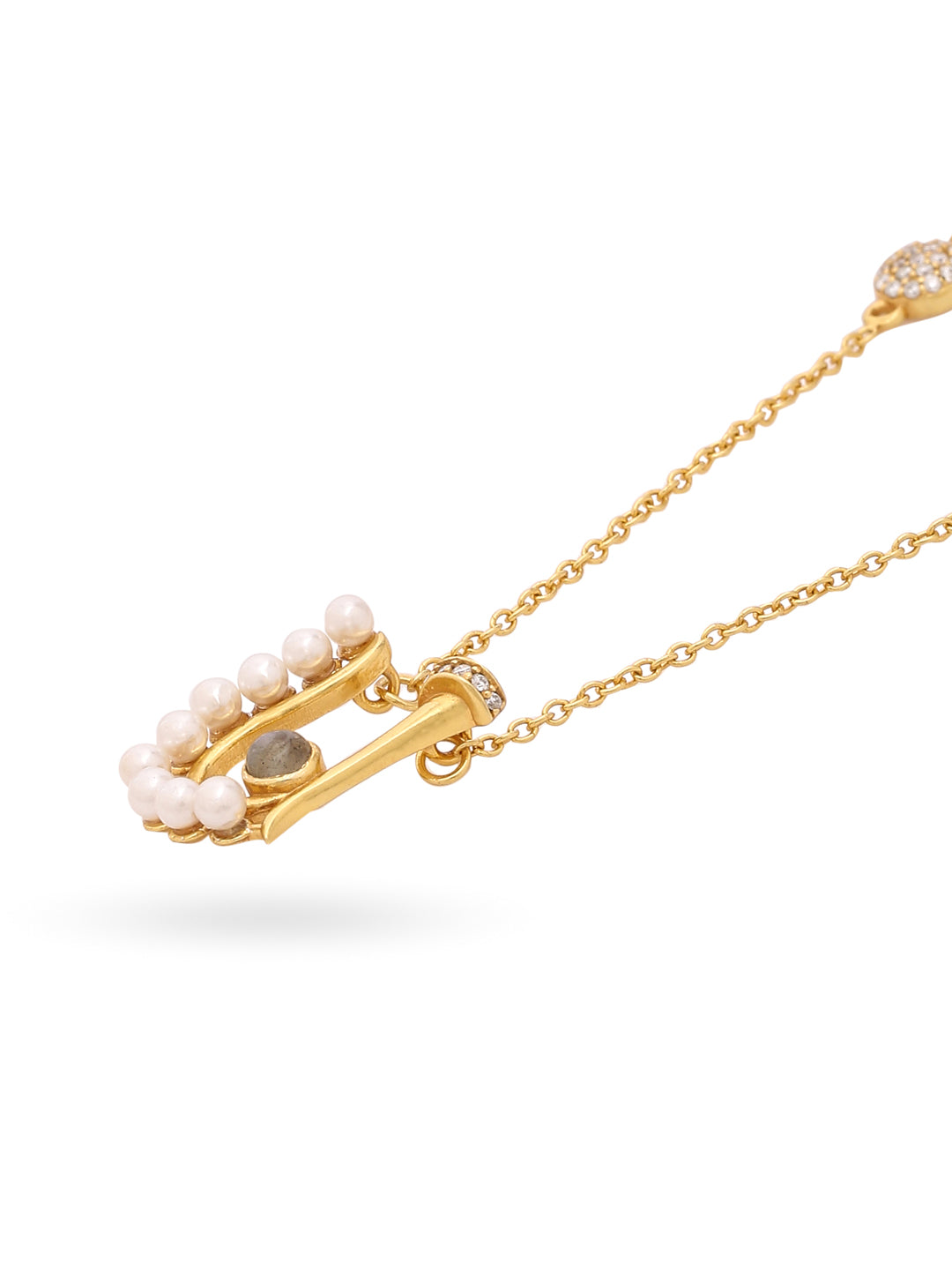 Pearl Gold-plated Charming 'U' Alphabet 925 Sterling Silver Pendant For Women