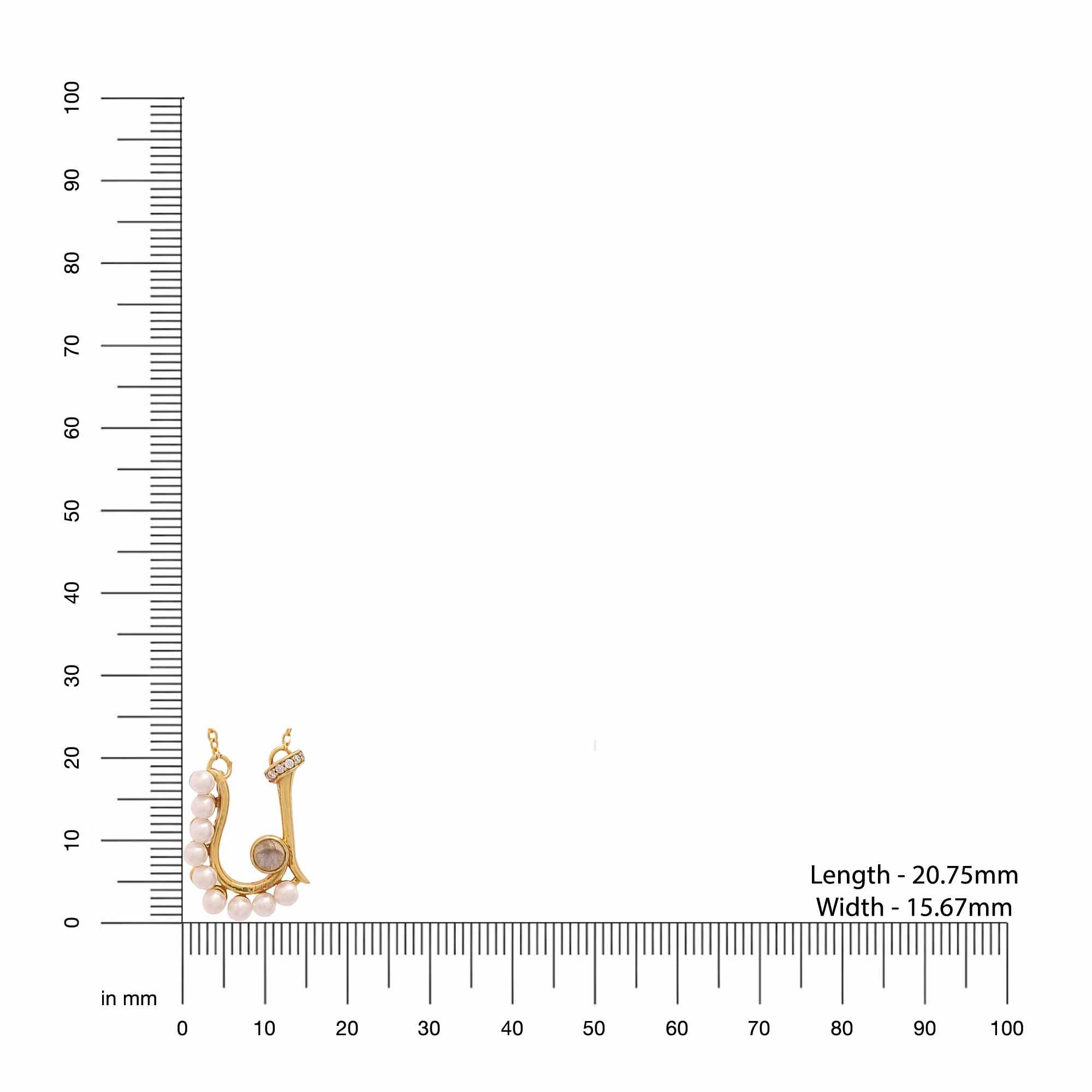 Pearl Gold-plated Charming 'U' Alphabet 925 Sterling Silver Pendant For Women