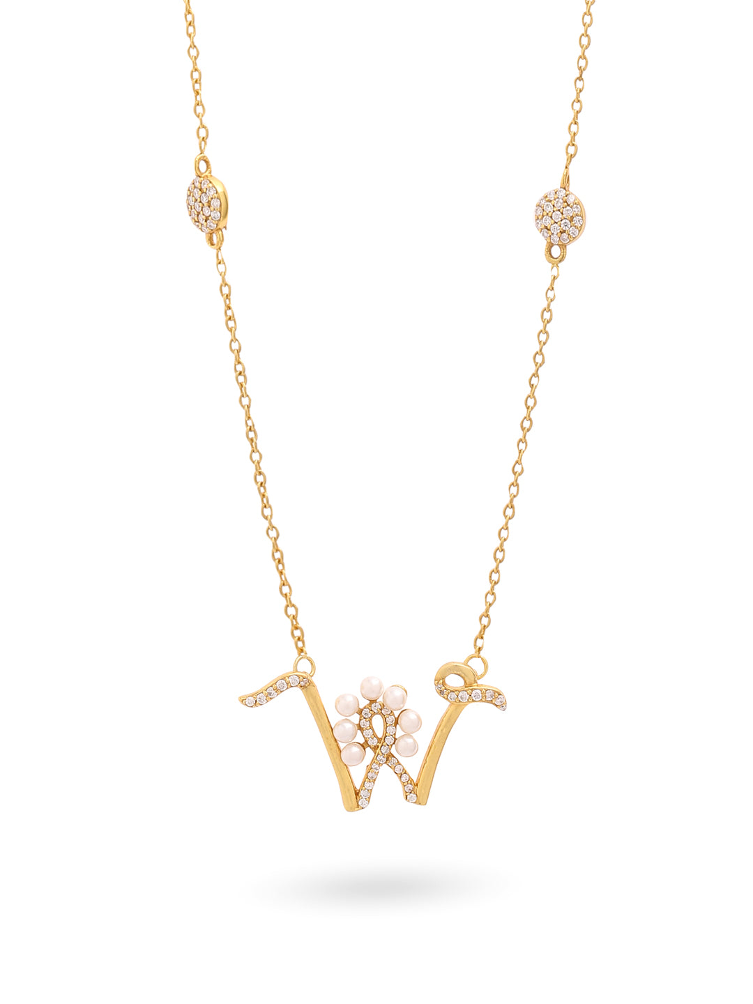 Pearl Gold-plated gorgeous 'W' Alphabet 925 Sterling Silver Pendant For Women