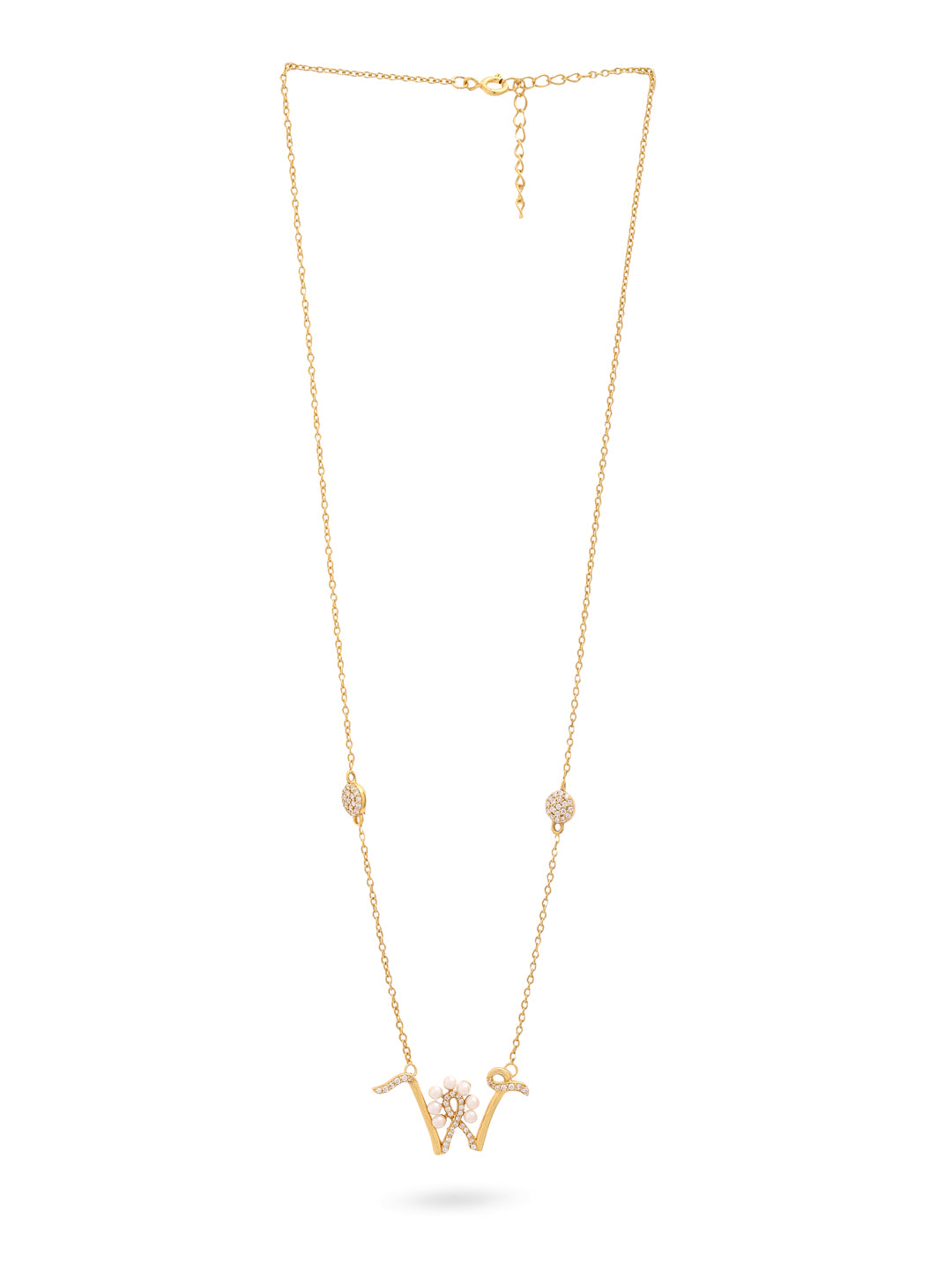 Pearl Gold-plated gorgeous 'W' Alphabet 925 Sterling Silver Pendant For Women