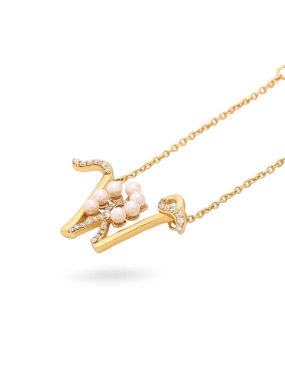 Pearl Gold-plated gorgeous 'W' Alphabet 925 Sterling Silver Pendant For Women