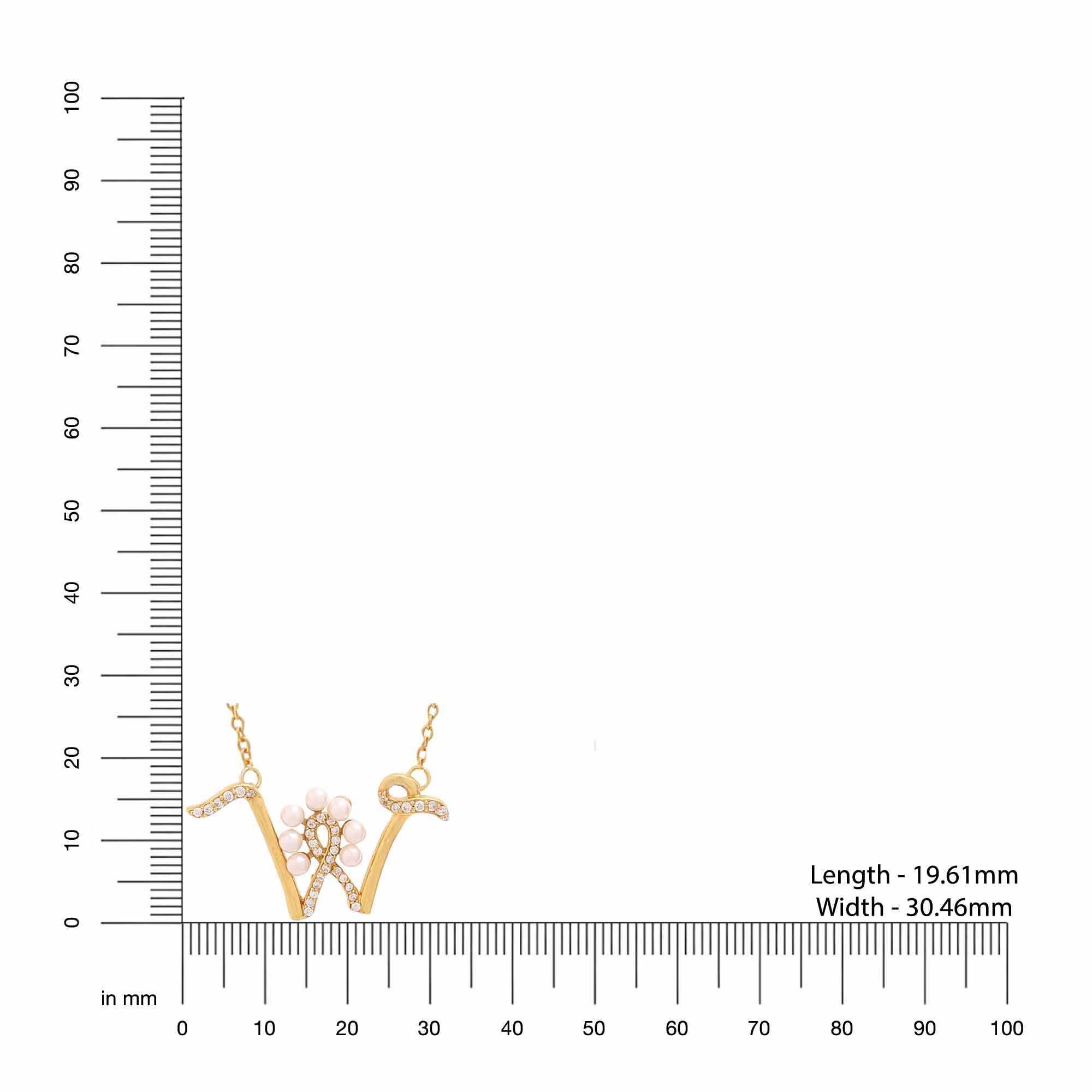 Pearl Gold-plated gorgeous 'W' Alphabet 925 Sterling Silver Pendant For Women