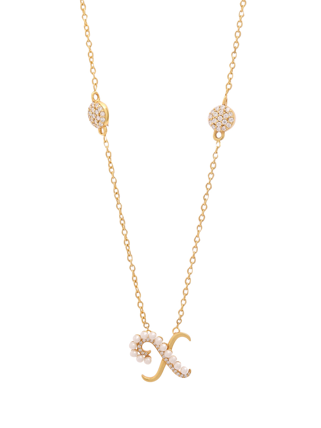 Pearl Gold-plated Charming 'X' Alphabet 925 Sterling Silver Pendant For Women
