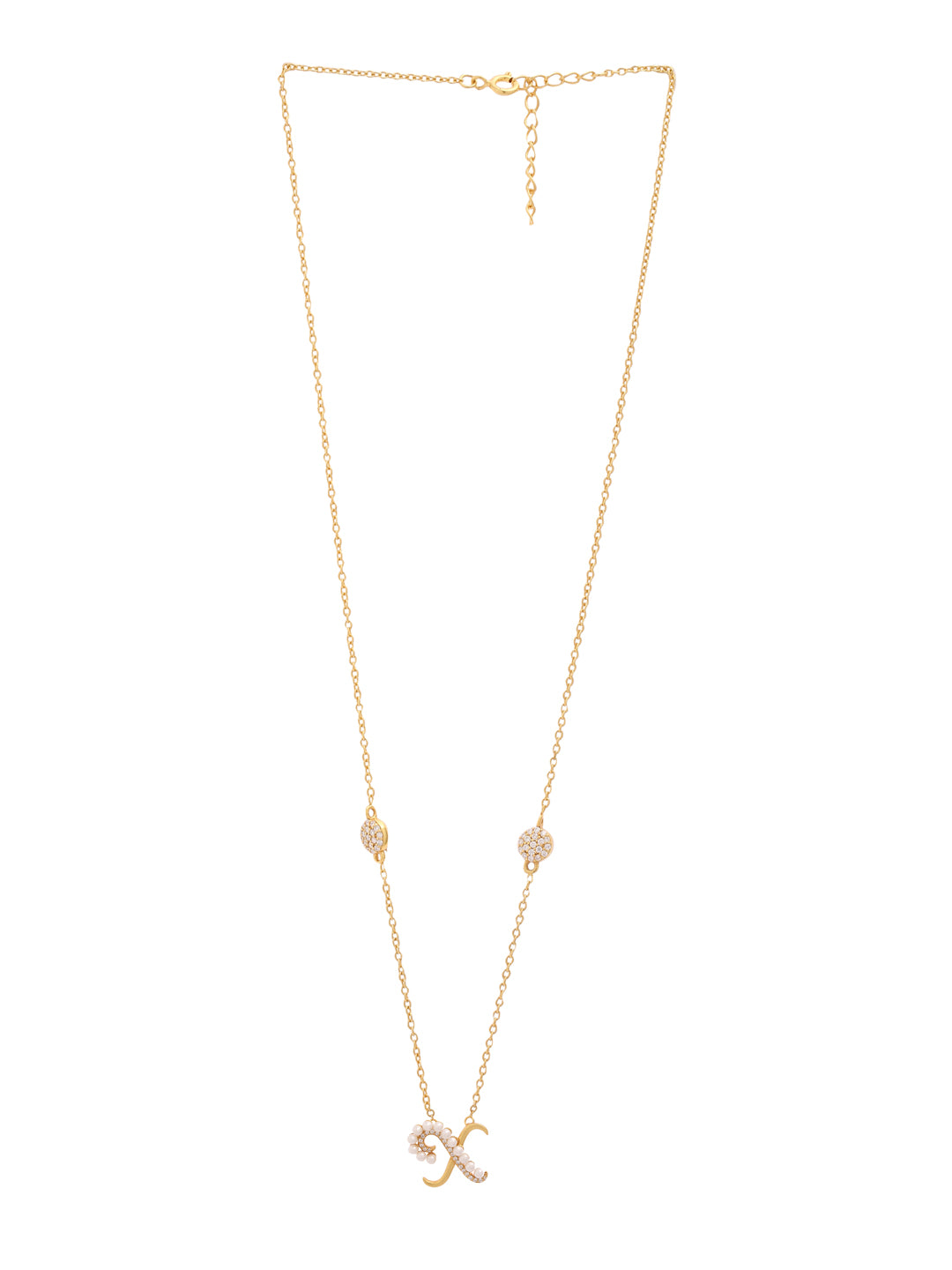 Pearl Gold-plated Charming 'X' Alphabet 925 Sterling Silver Pendant For Women
