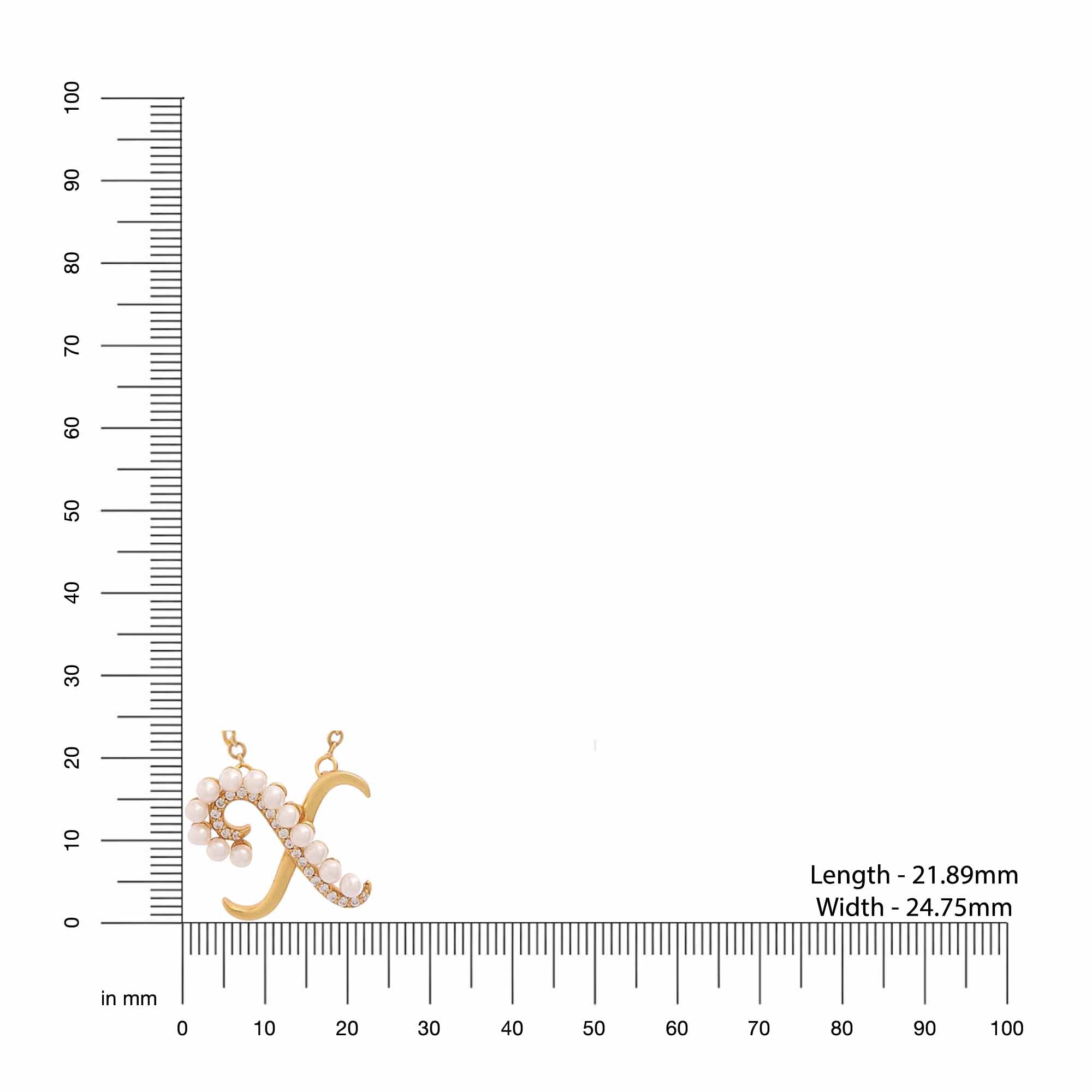 Pearl Gold-plated Charming 'X' Alphabet 925 Sterling Silver Pendant For Women