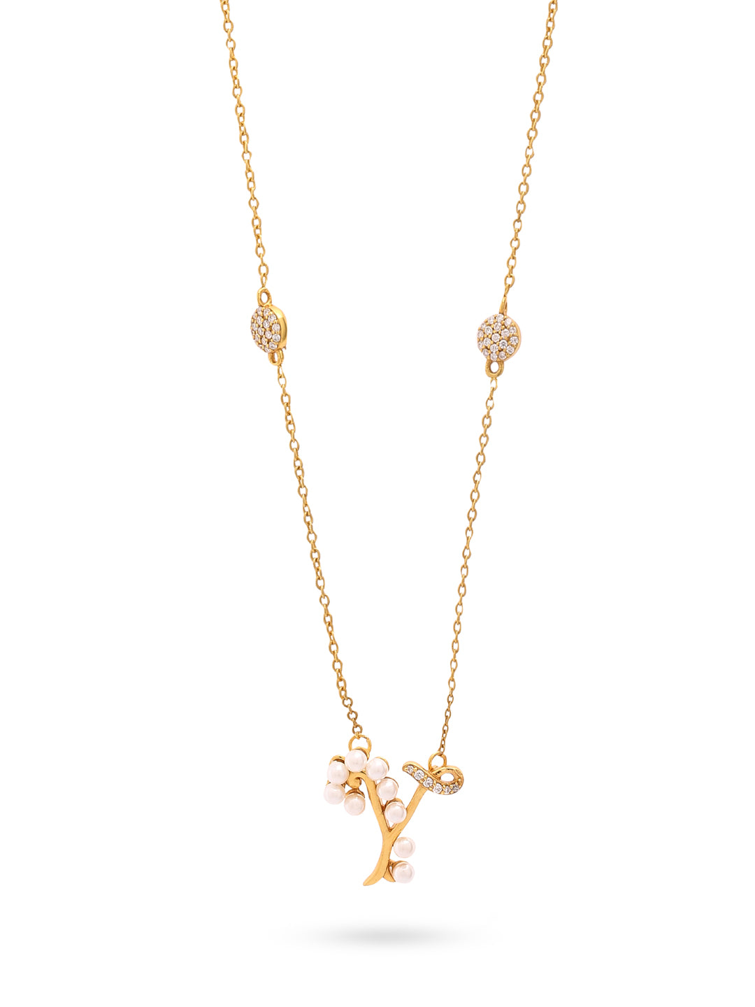 Pearl Gold-plated Charming 'Y' Alphabet 925 Sterling Silver Pendant For Women