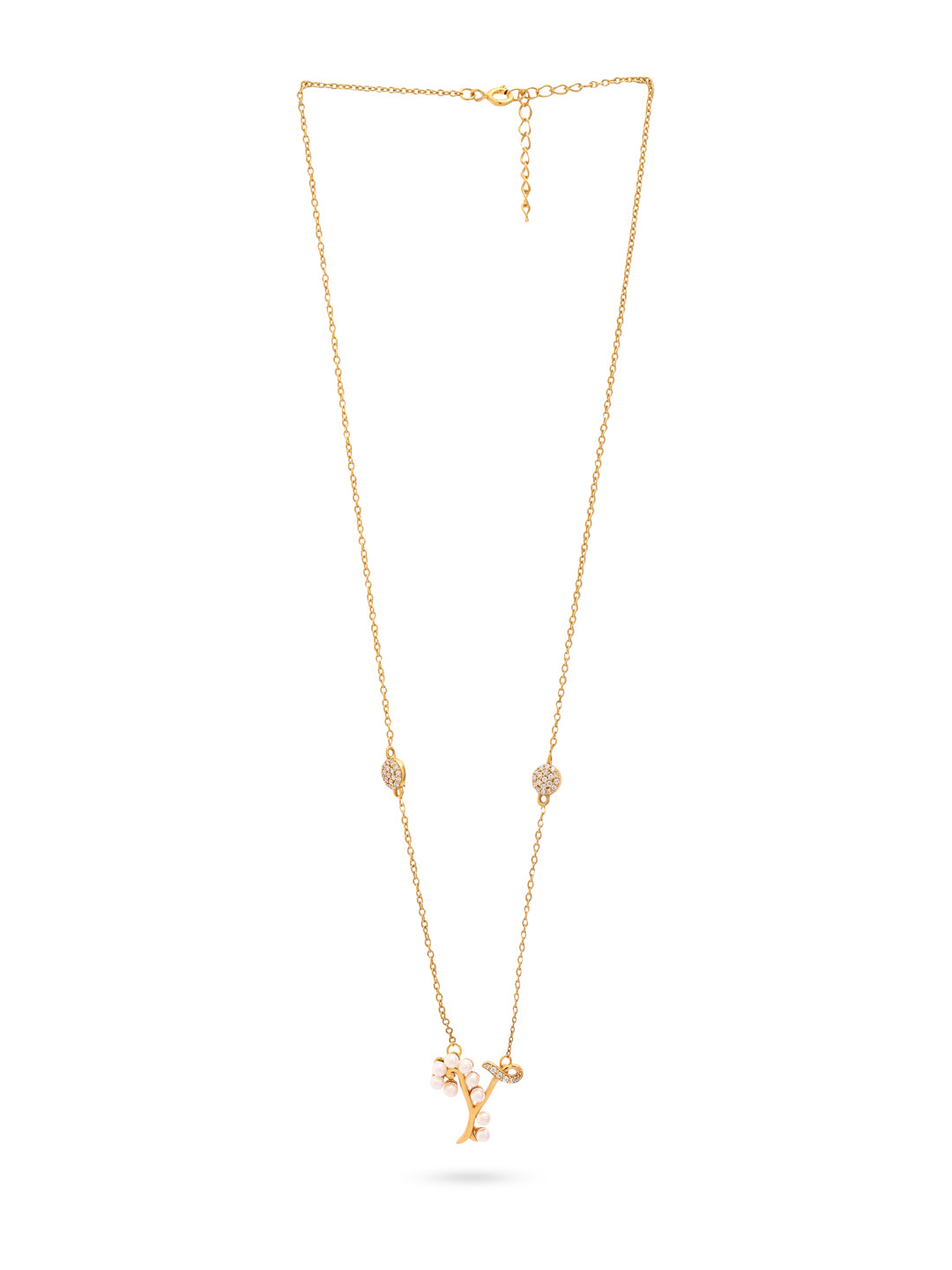 Pearl Gold-plated Charming 'Y' Alphabet 925 Sterling Silver Pendant For Women