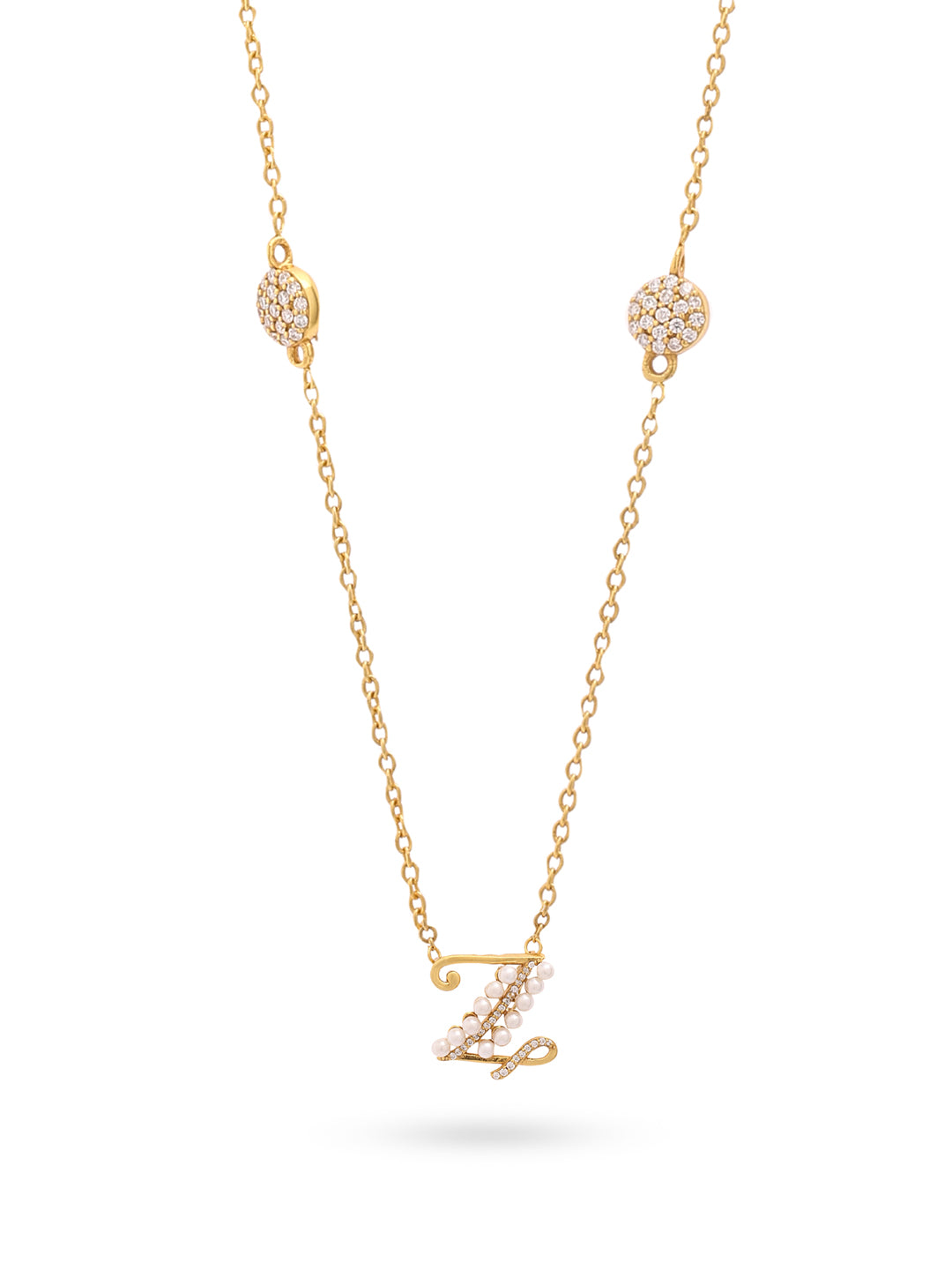 Pearl Gold-plated Shimmering 'Z' Alphabet 925 Sterling Silver Pendant For Women