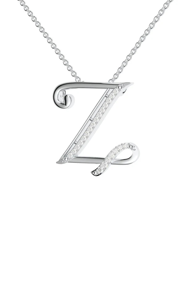 Signery ‘Z’ Initial Pendant – Moissanite & Rhodium Plated