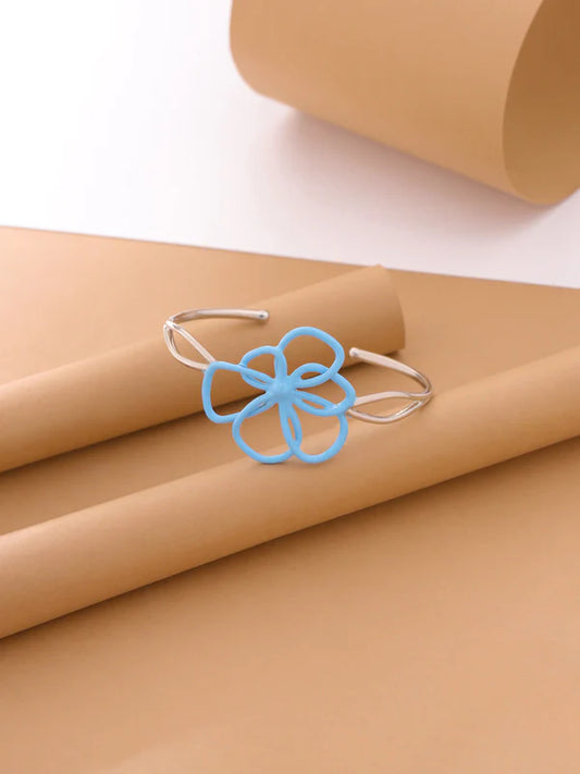 Blue Flower Open Bracelet