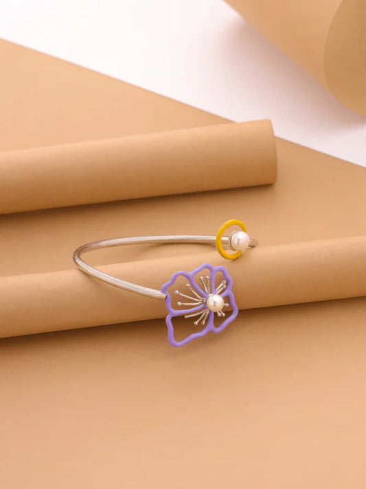 Open Pearl Enamel Bracelet