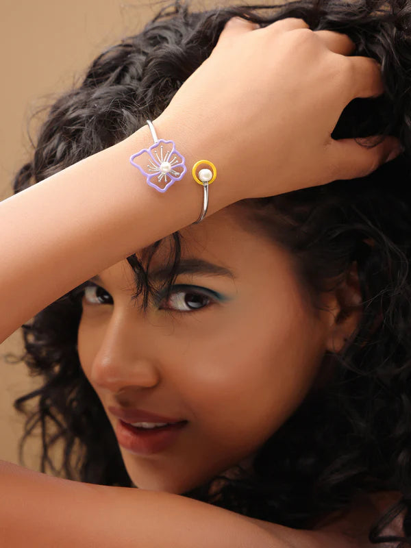 Open Pearl Enamel Bracelet