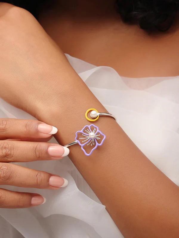 Open Pearl Enamel Bracelet