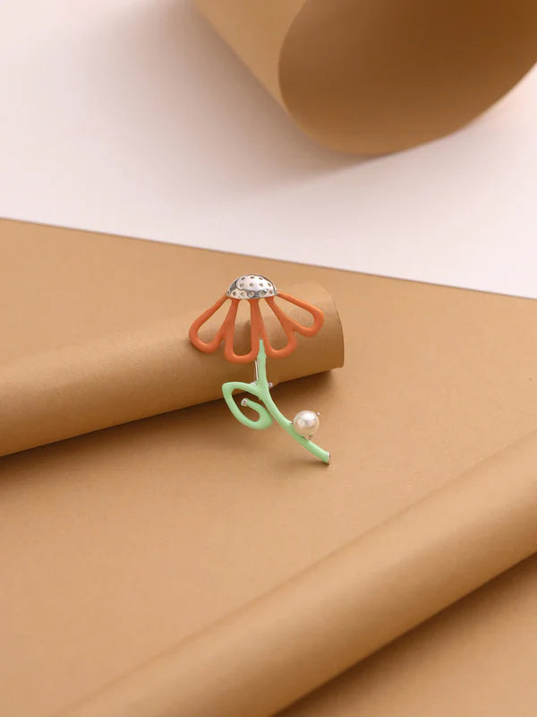 Wilting Orange Flower Brooch