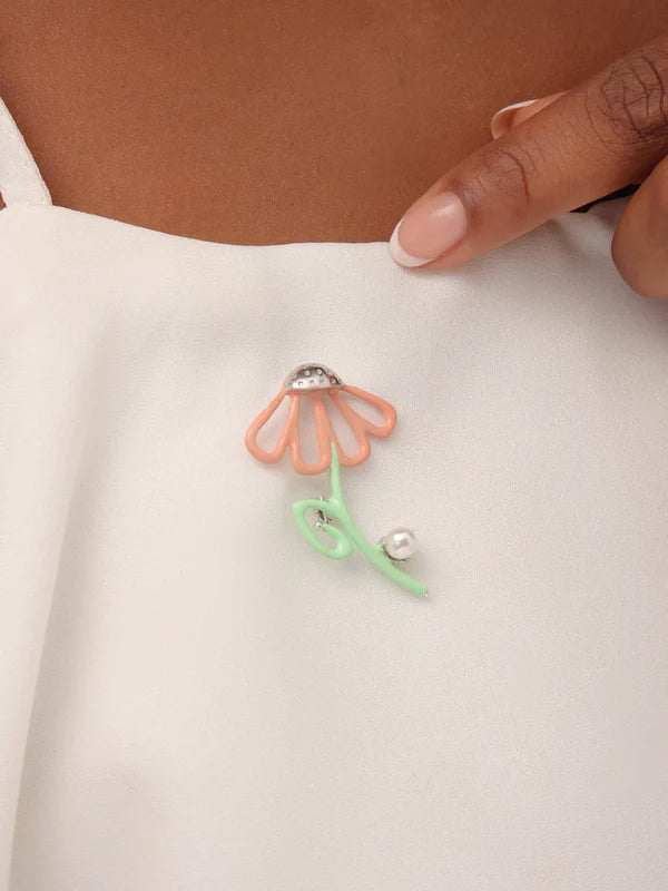 Wilting Orange Flower Brooch