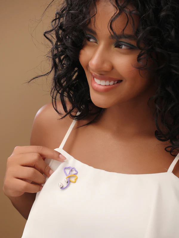 Quirky Flower with Pearl Brooch