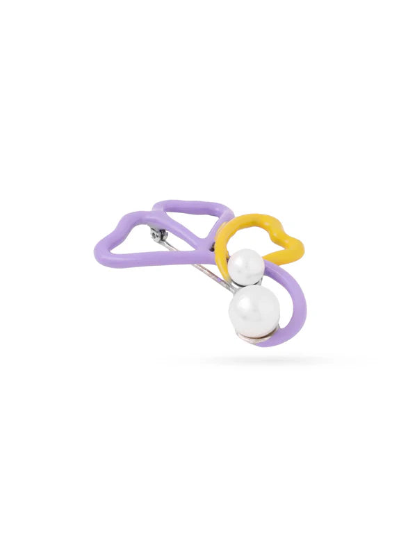 Quirky Flower with Pearl Brooch