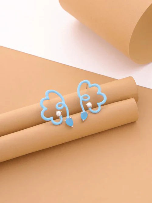 Doodled Cloud and Chalcidony Drop Earrings