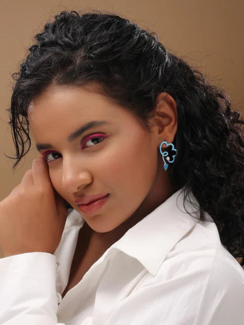 Doodled Cloud and Chalcidony Drop Earrings