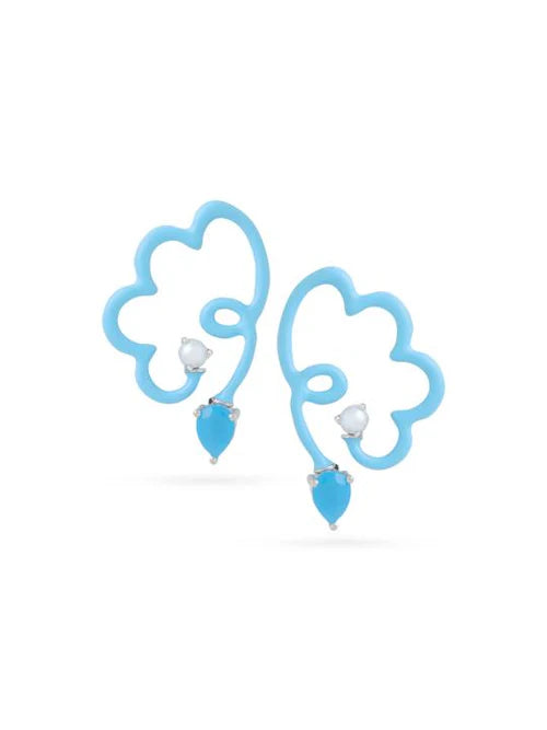 Doodled Cloud and Chalcidony Drop Earrings
