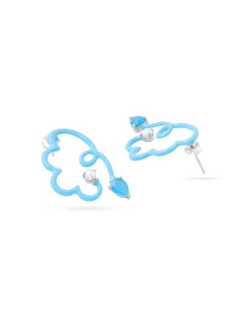 Doodled Cloud and Chalcidony Drop Earrings