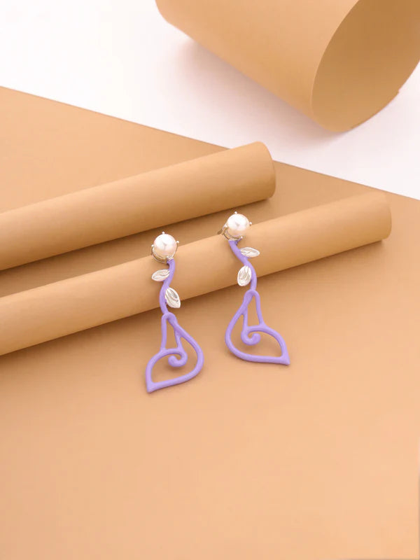 Pearl Stud Floral Drop Earrings