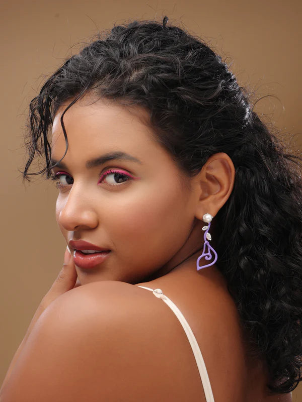 Pearl Stud Floral Drop Earrings