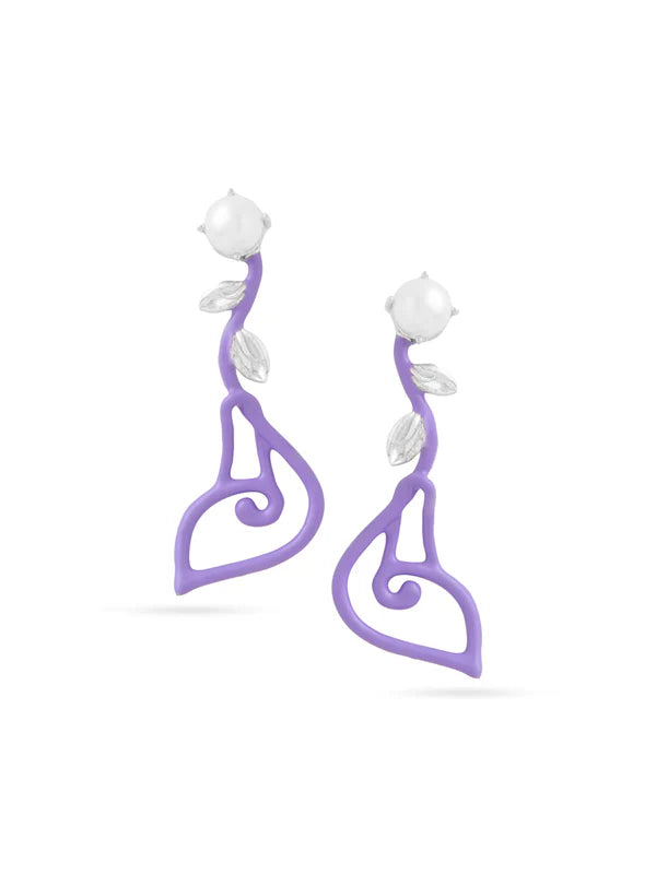 Pearl Stud Floral Drop Earrings