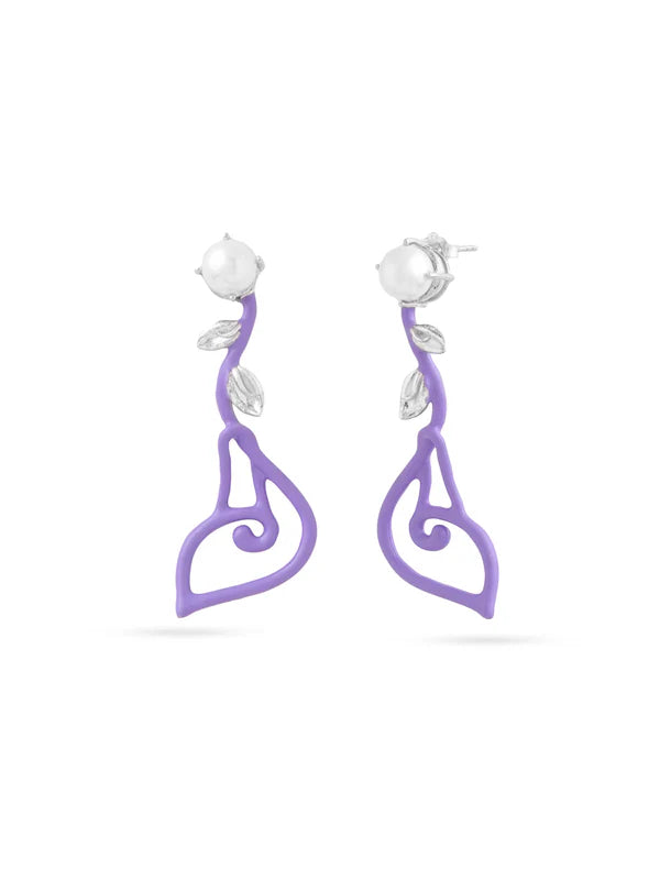 Pearl Stud Floral Drop Earrings