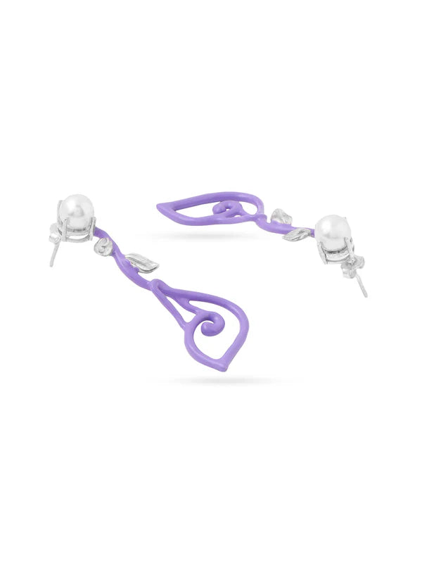 Pearl Stud Floral Drop Earrings