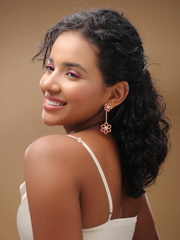 Orange Enamel Dangle Earrings