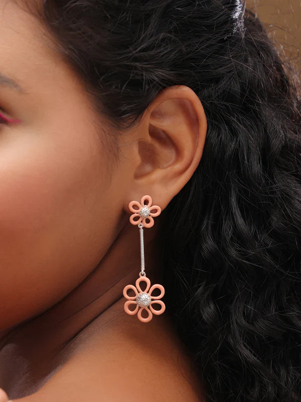 Orange Enamel Dangle Earrings