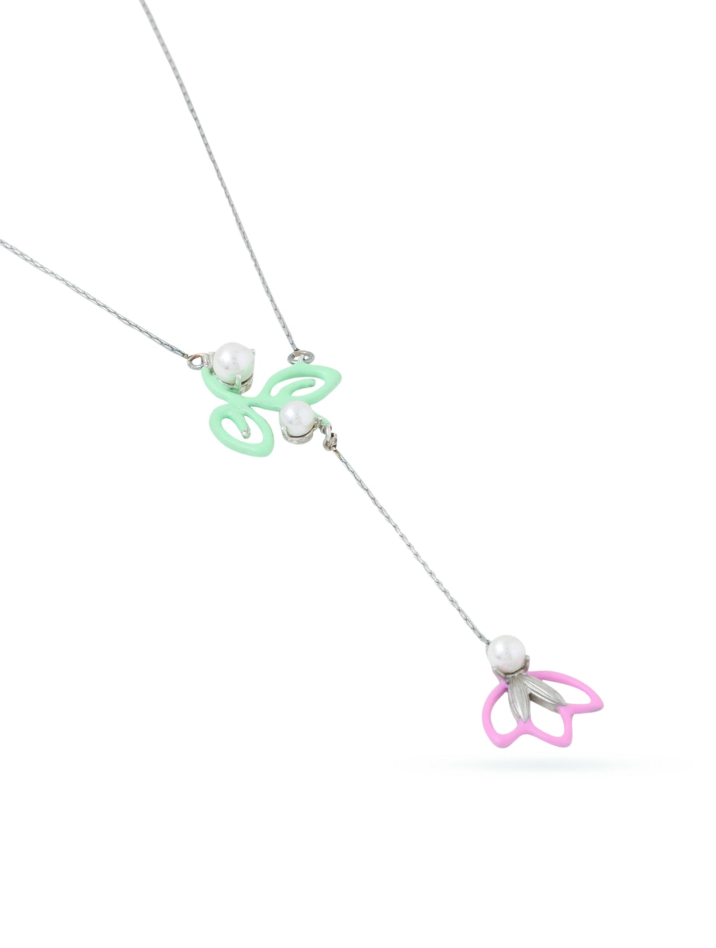 Rhodium Floral Harmony Corolla Pearl 925 Sterling Silver Pendant For Women