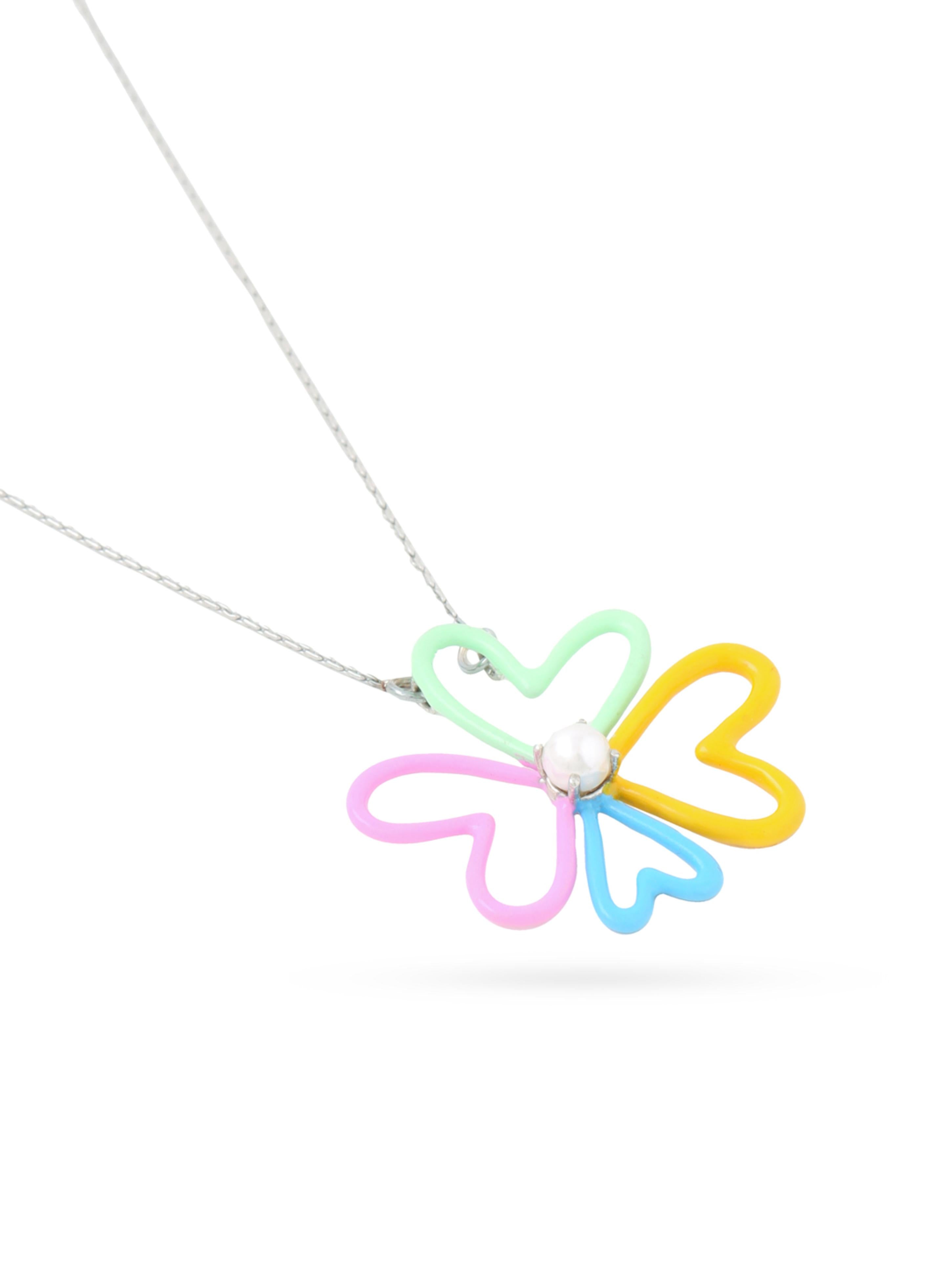 Rhodium Pastel Bloom Corolla Pearl 925 Sterling Silver Pendant For Women