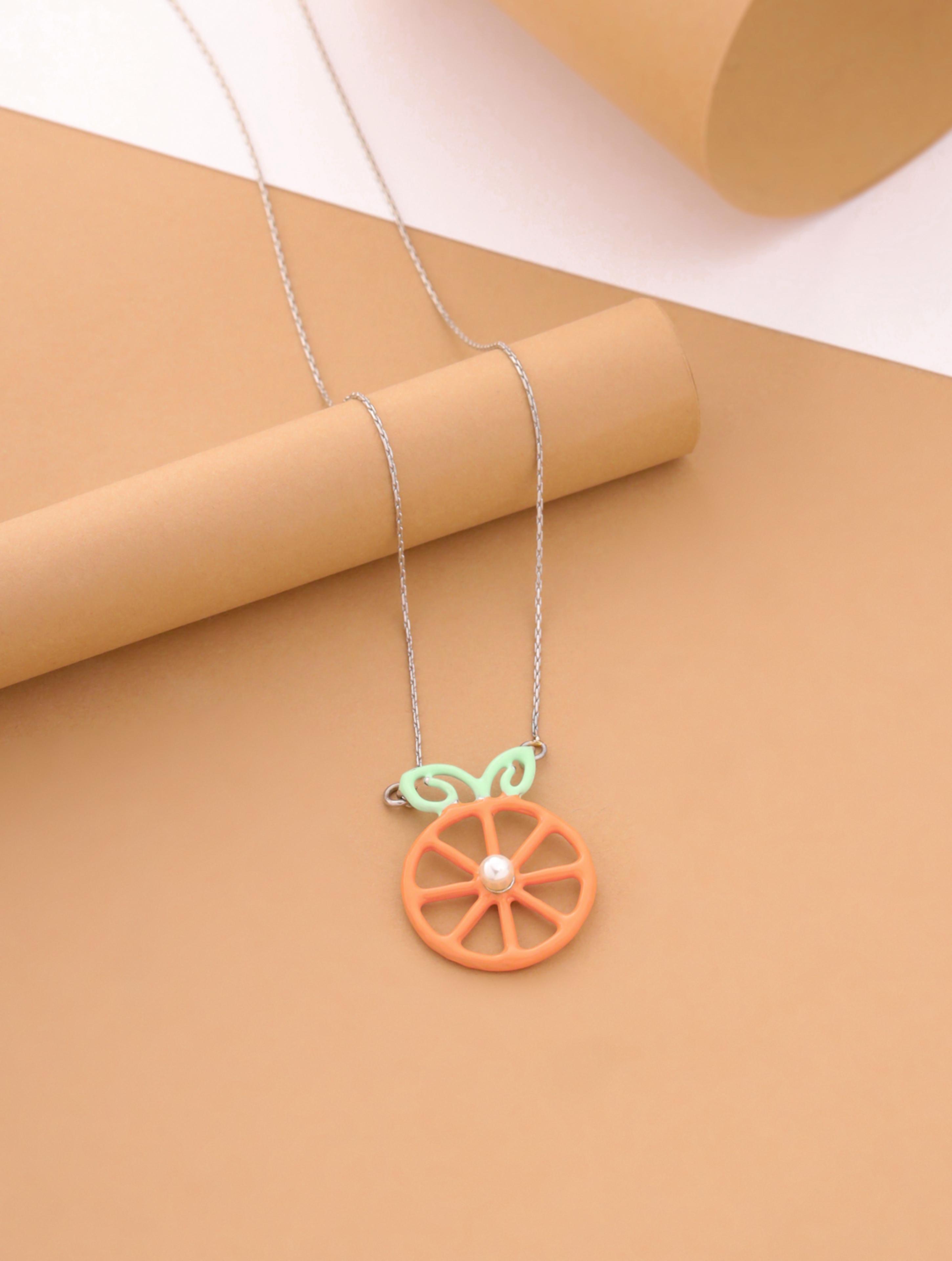 Rhodium Summer Fruit Corolla Pearl 925 Sterling Silver Pendant For Women