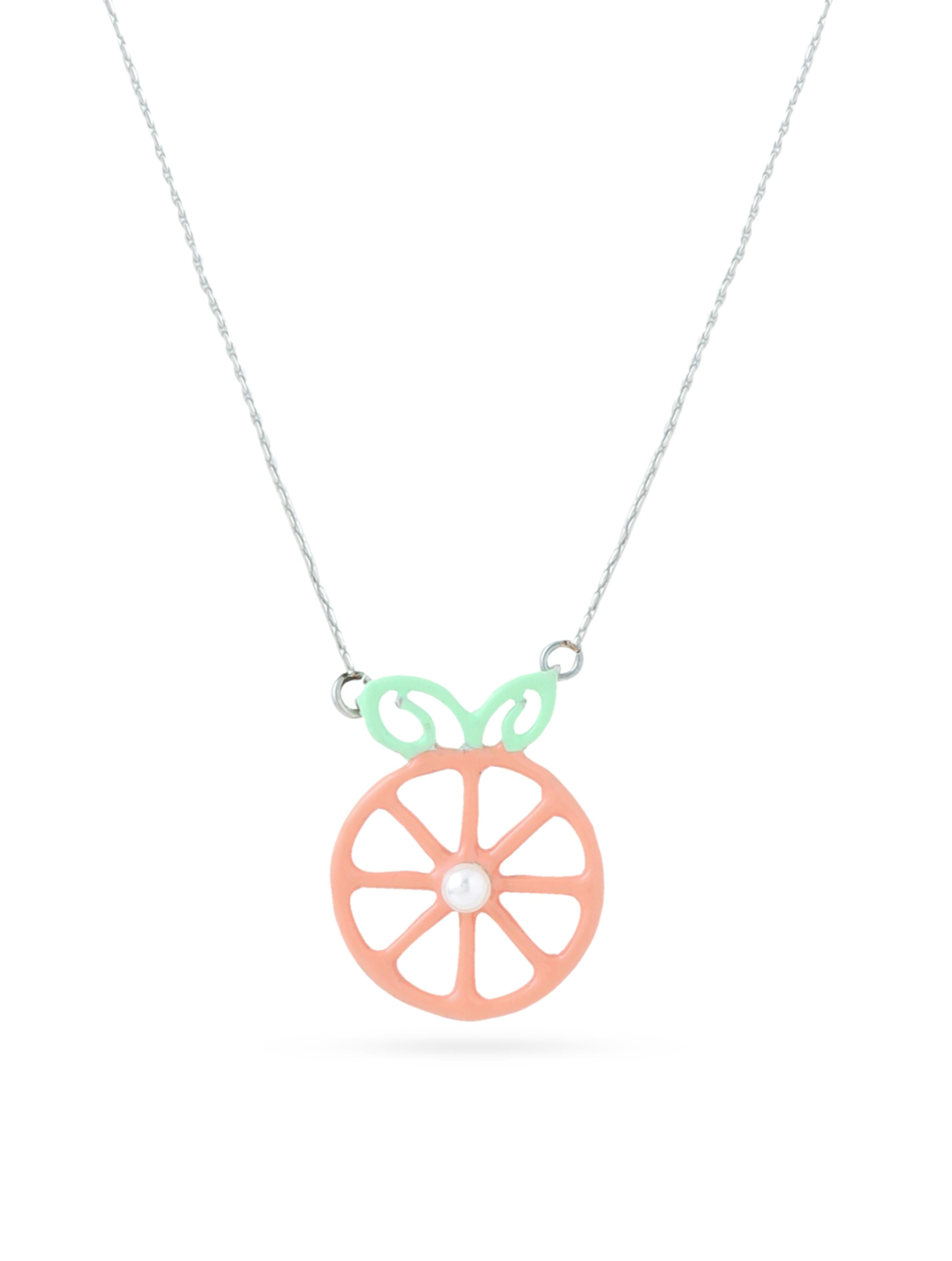 Rhodium Summer Fruit Corolla Pearl 925 Sterling Silver Pendant For Women