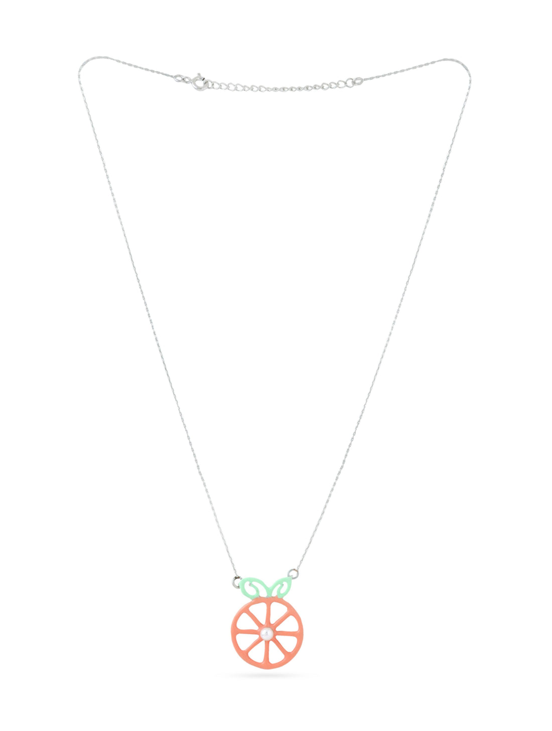 Rhodium Summer Fruit Corolla Pearl 925 Sterling Silver Pendant For Women