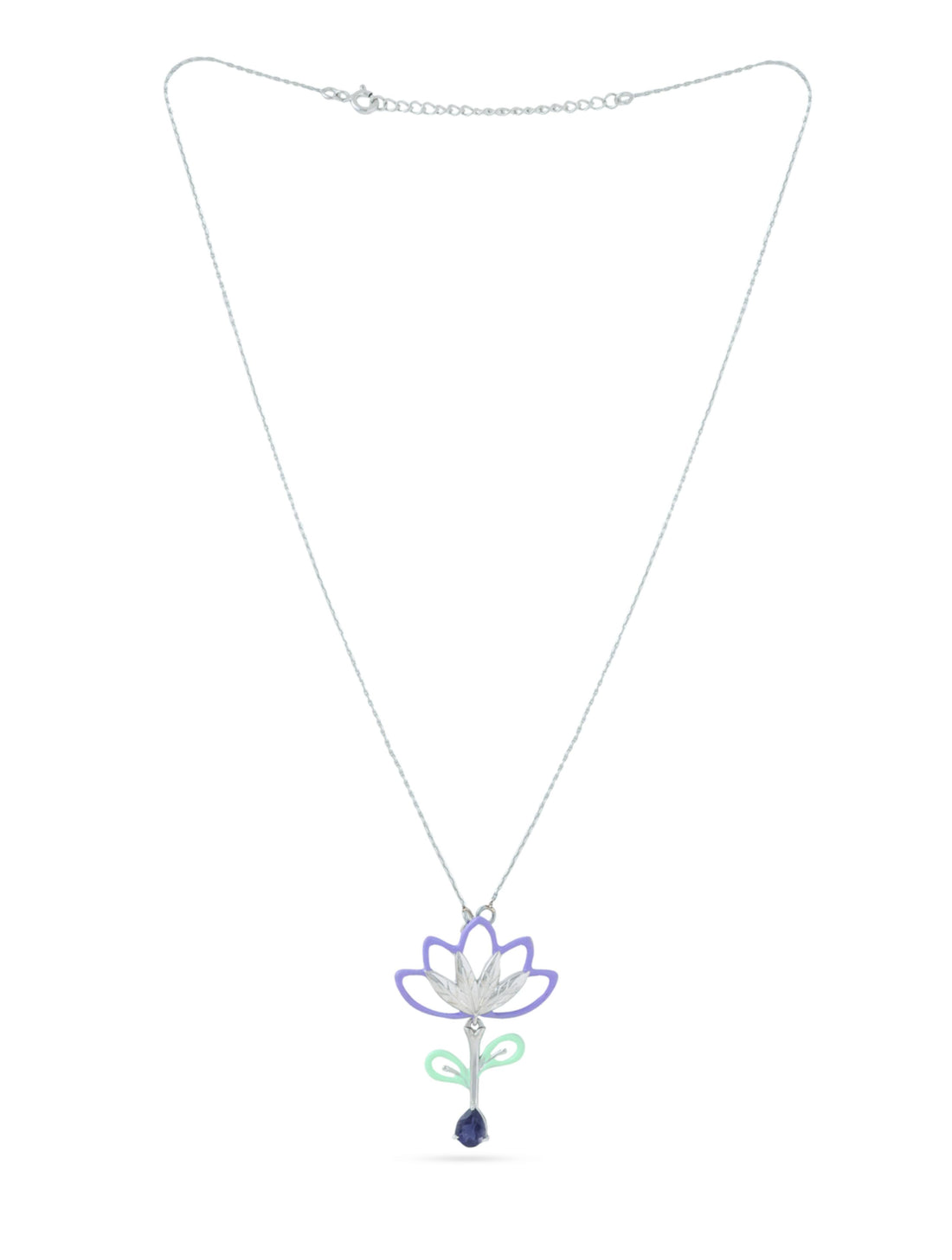 925 Silver Floral Blooming Corolla Collection Iolite 925 Sterling Silver Pendant For Women
