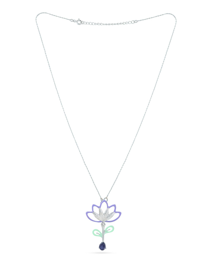 925 Silver Floral Blooming Corolla Collection Iolite 925 Sterling Silver Pendant For Women