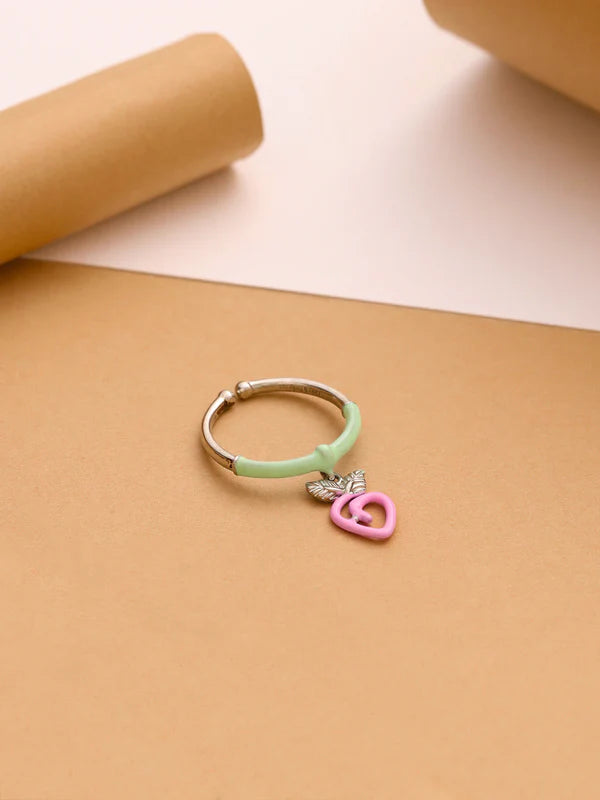 Strawberry Vine Adjustable Enamel Ring
