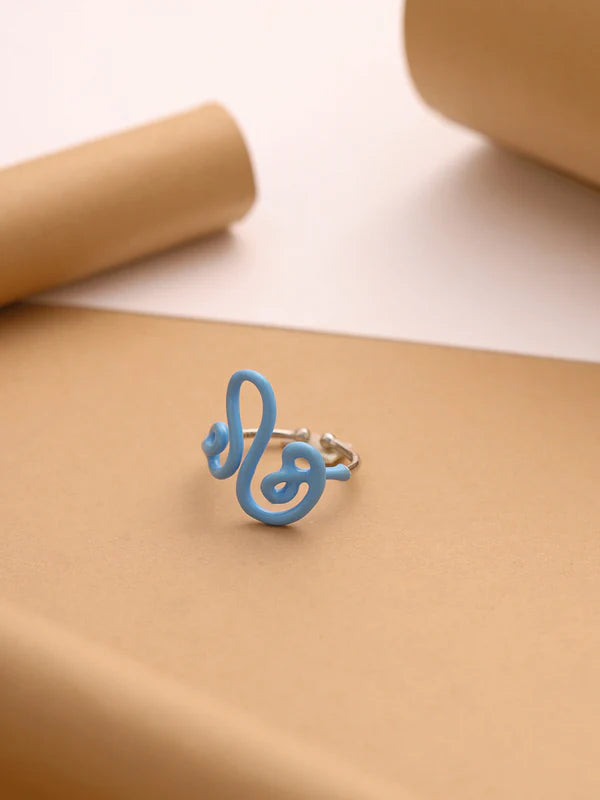 Blue Enamel Music Inspired Ring