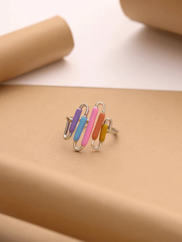 Multicolour Adjustable Enameled Ring