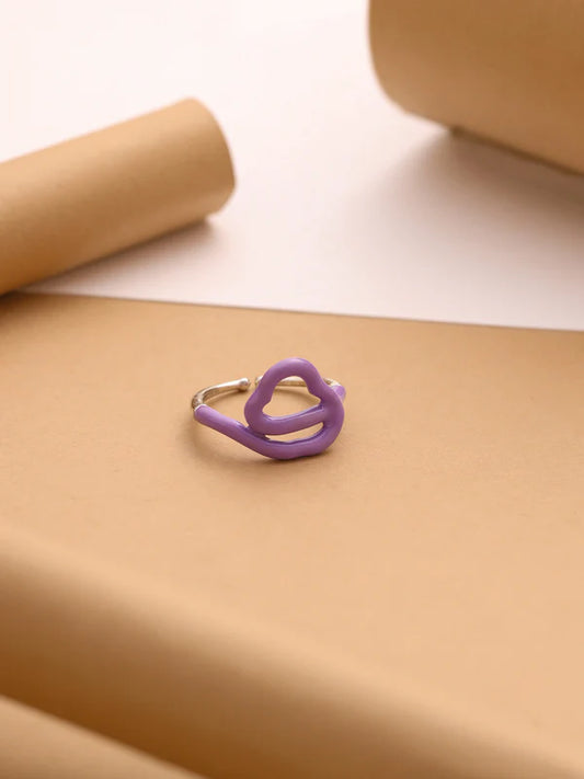 Purple Cloud Adjustable Enamel Ring