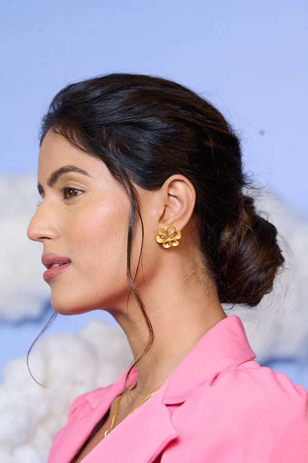 24K Gold Plating Love Blossoms Elysian 925 Sterling Silver Earrings For Women