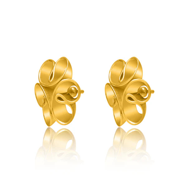 24K Gold Plating Love Blossoms Elysian 925 Sterling Silver Earrings For Women