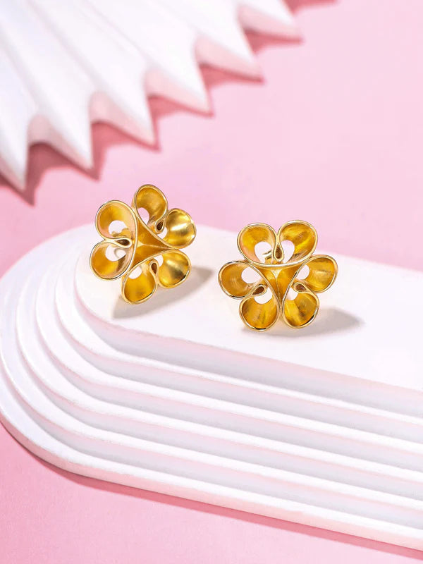 24K Gold Plating Love Blossoms Elysian 925 Sterling Silver Earrings For Women