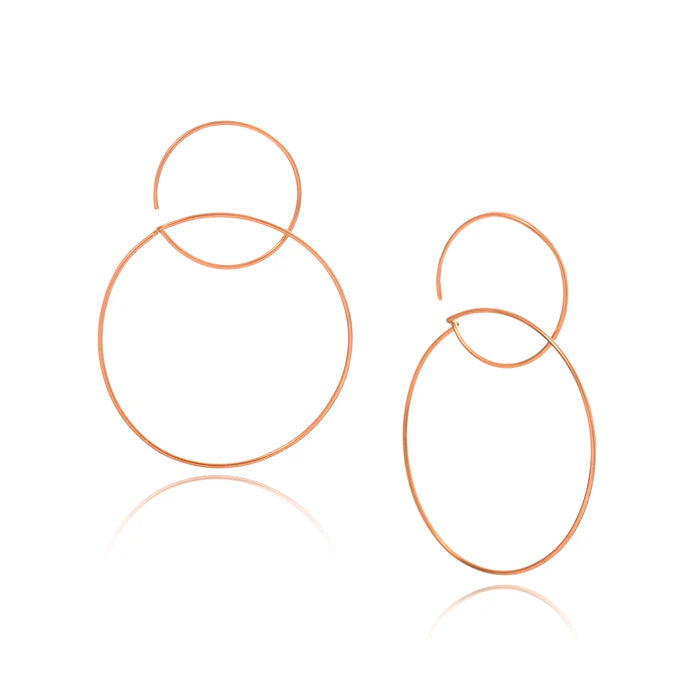 Rose Gold Plating Two Joined Rounds Elysian 925 Sterling Silver Earrings For Women