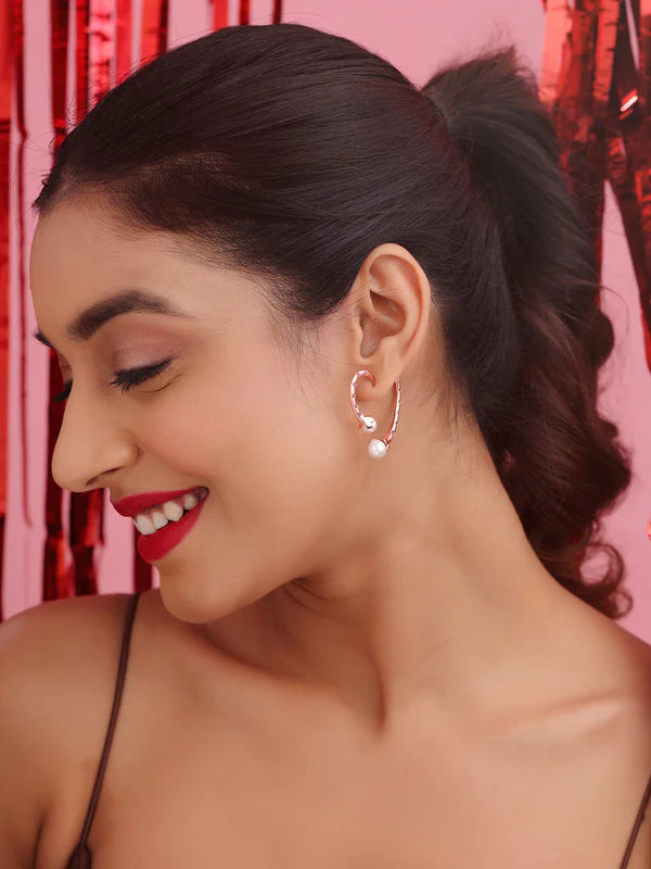 Elysian Rose Gold Rhodolite Garnet Pearl Earrings For Women