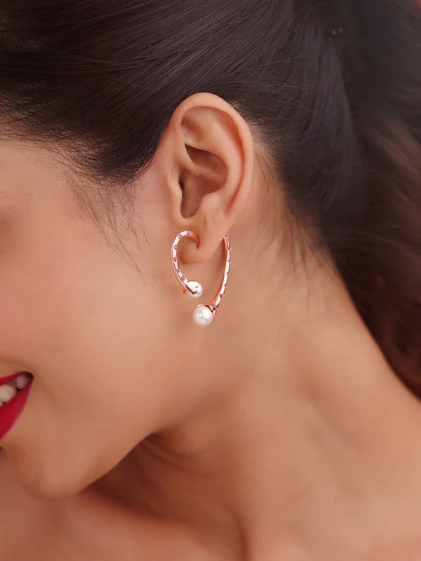 Elysian Rose Gold Rhodolite Garnet Pearl Earrings For Women