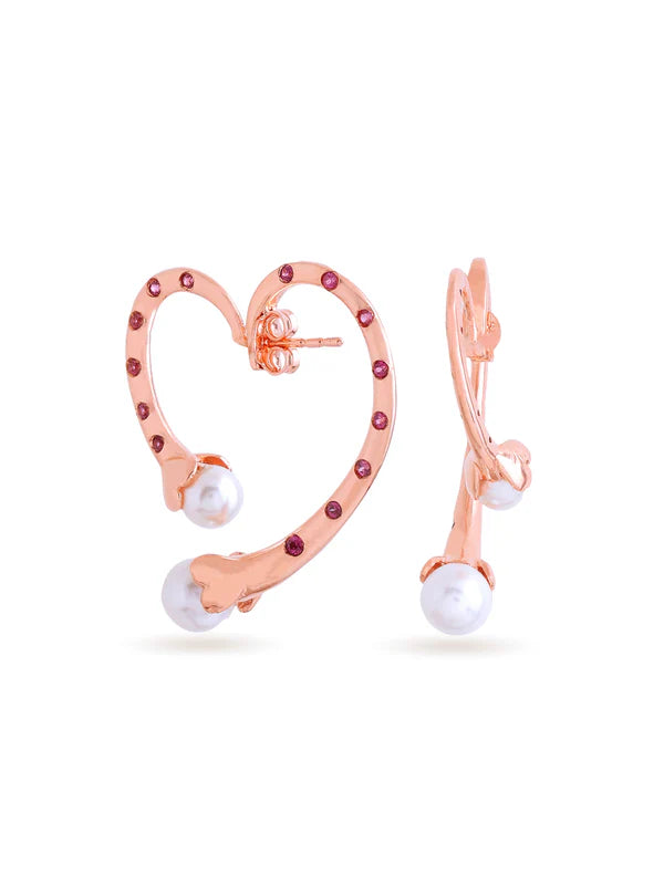 Elysian Rose Gold Rhodolite Garnet Pearl Earrings For Women